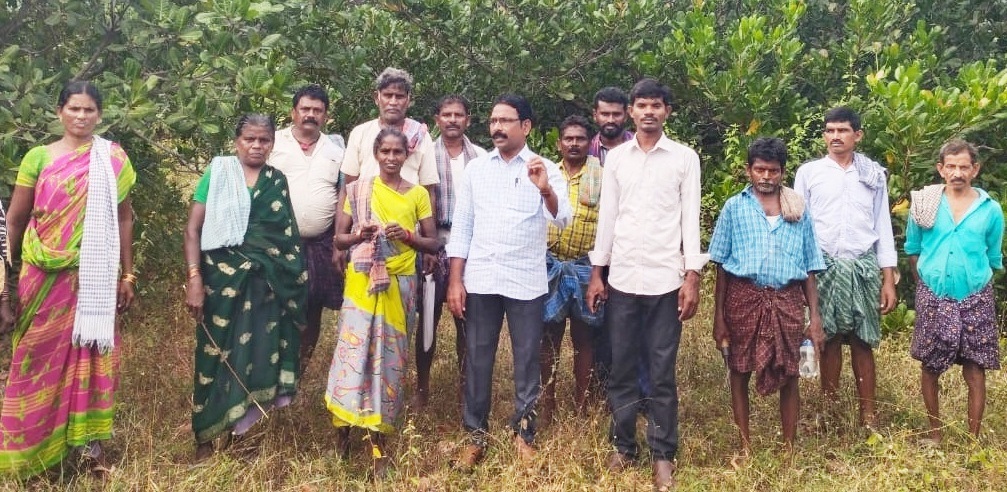 సాగుదారులతో కలిసి భూములను పరిశీలిస్తున్న అప్పలరాజు