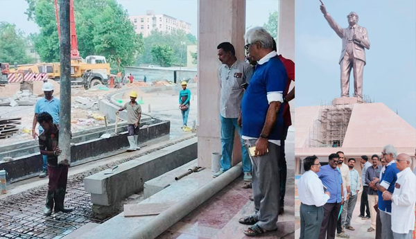 vsr visit ambedkar statue works